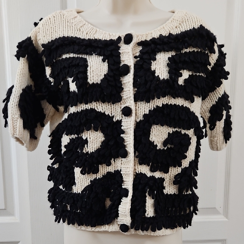 Charlie & Robin for Anthropologie | Shaggy Wanderings short-sleeve Wool cardigan